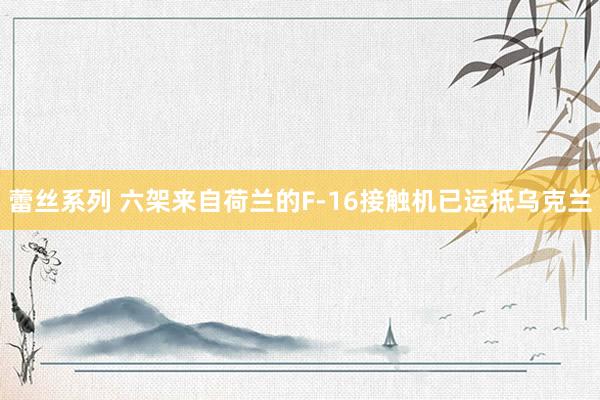 蕾丝系列 六架来自荷兰的F-16接触机已运抵乌克兰