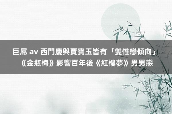巨屌 av 西門慶與賈寶玉皆有「雙性戀傾向」　《金瓶梅》影響百年後《紅樓夢》男男戀