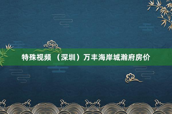 特殊视频 （深圳）万丰海岸城瀚府房价