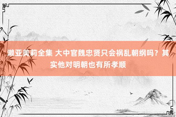 濑亚美莉全集 大中官魏忠贤只会祸乱朝纲吗？其实他对明朝也有所孝顺